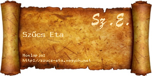 Szűcs Eta névjegykártya